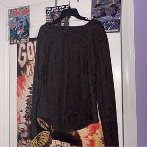Simply Vera Vera Wang Brown Lace Long Sleeve Top